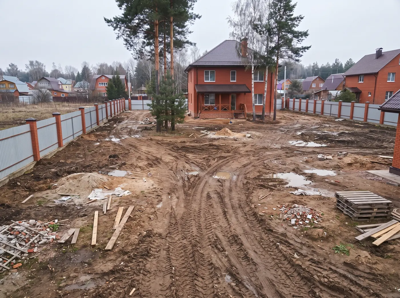 Пруд с каскадом и крупномеры — до